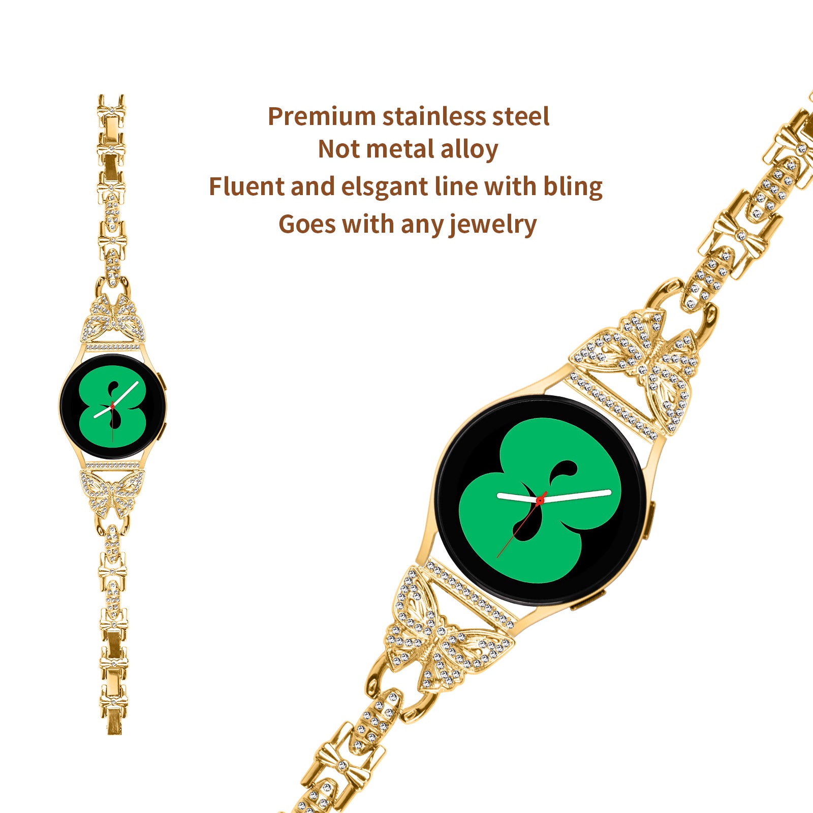 Watch Band for Samsung Galaxy Watch4 40mm 44mm Watch4 Classic 42mm 46mm Watch 5 40mm 44mm Stainless Steel 20mm Strap with Rhinestone Decor Watch Band for Samsung Galaxy Watch4 40mm 44mm Watch4 Classic 42mm 46mm Watch 5 40mm 44mm Stainless Steel 20mm Strap with Rhinestone Decor
